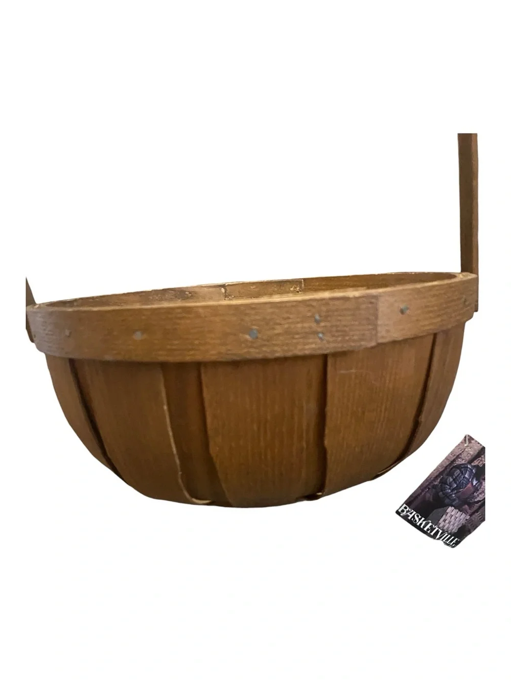 Basketville Putney Vermont Vintage NWT Wooden Gathering Basket Handmade Round